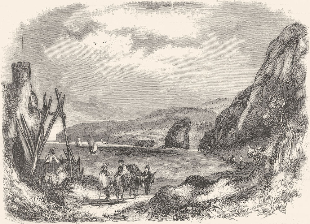 DEVON. Chit Rock 1850 old antique vintage print picture